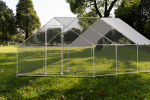 Metal Large Chicken Coop Walk-in Poultry Cage Large Chicken Run Spire Shaped Cage with Waterproof Anti-UltravioletCover;  1.26" Diameter Tube (19.6' L
