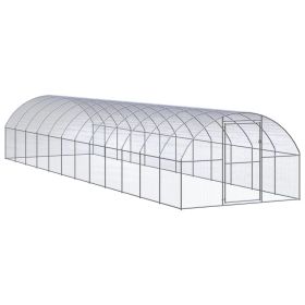 Outdoor Chicken Coop 9.8'x39.4'x6.6' Galvanized Steel
