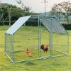 Metal Large Chicken Coop Walk-in Poultry Cage Large Chicken Run Flat Shaped Cage with Waterproof Anti-UltravioletCover, 1.26" Diameter Tube (9.8' L x