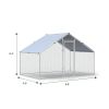 Metal Large Chicken Coop Walk-in Poultry Cage Large Chicken Run Spire Shaped Cage with Waterproof Anti-UltravioletCover; 1.26" Diameter Tube (9.8' L x
