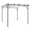 Pergola with Retractable Roof Cream White 9.8'x9.8' Steel