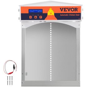 VEVOR Gray Automatic Chicken Coop Door, Auto Close, Gear Lifter Galvanized Poultry Gate with Evening and Morning Delayed Opening Timer & Light Sensor,