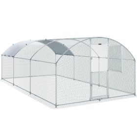 VEVOR Large Metal Chicken Coop with Run, 19.7x9.8x6.6ft, Walkin Poultry Cage for Yard with Waterproof Cover, Dome Roof Large Poultry Cage for Hen Hous
