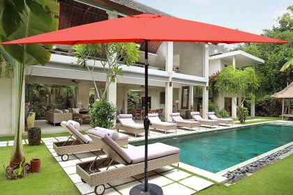 6 x 9ft Patio Umbrella Outdoor Waterproof Umbrella with Crank and Push Button Tilt without flap for Garden Backyard Pool Swimming Pool Market