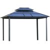 10' x 12' Hardtop Gazebo Canopy with Polycarbonate Double Roof, Aluminum Frame, Permanent Pavilion Outdoor Gazebo with Netting and Curtains for Patio,