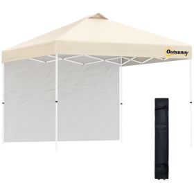 10' x 10' Pop-Up Canopy Tent with 1 Removable Sidewall, Commercial Instant Sun Shelter, Tents for Parties with Wheeled Carry Bag for Outdoor, Garden,