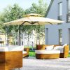 10ft Offset Patio Umbrella, Hanging Cantilever Umbrella, Square Shape, Aluminum Cross Base, Tilt, 360-Degree Rotation, Beige