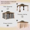 12'x12' Hardtop Gazebo, Permanent Outdoor Gazebo with Polycarbonate Double Roof, Aluminum Gazebo Pavilion with Curtain and Net for Garden, Patio, Lawn