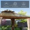 12'x12' Hardtop Gazebo, Permanent Outdoor Gazebo with Polycarbonate Double Roof, Aluminum Gazebo Pavilion with Curtain and Net for Garden, Patio, Lawn