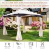 10' x 10' Outdoor Gazebo with Netting and Curtains, Patio Gazebo Canopy with 2-Tier Soft Top Roof and Steel Frame for Lawn, Garden, Backyard and Deck