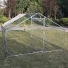 Large Metal Chicken Coop Walk-in Poultry Cage Hen Run House Rabbits Habitat Cage Spire Shaped Coop with Waterproof and Anti-Ultraviolet Cover (10' L x