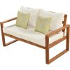 TOPMAX Outdoor Patio Wood 6-Piece Conversation Set, Sectional Garden Seating Groups Chat Set with Ottomans and Cushions for Backyard, Poolside, Balcon