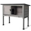 Big Space Small Elevated Rabbit Hutch With Hinged Asphalt Roof And Removable Tray