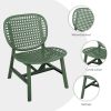 3 Pieces Hollow Design Retro Patio Table Chair Set All Weather Conversation Bistro Set Outdoor Table with Open Shelf and Lounge Chairs with Widened Se