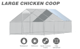 Metal Large Chicken Coop Walk-in Poultry Cage Large Chicken Run Spire Shaped Cage with Waterproof Anti-UltravioletCover;  1.26" Diameter Tube (19.6' L