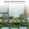 3 Pieces Hollow Design Retro Patio Table Chair Set All Weather Conversation Bistro Set Outdoor Table with Open Shelf and Lounge Chairs with Widened Se