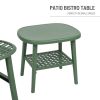 3 Pieces Hollow Design Retro Patio Table Chair Set All Weather Conversation Bistro Set Outdoor Table with Open Shelf and Lounge Chairs with Widened Se