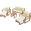 TOPMAX Outdoor Patio Wood 6-Piece Conversation Set, Sectional Garden Seating Groups Chat Set with Ottomans and Cushions for Backyard, Poolside, Balcon