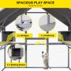 Super Large Cat Run House Outdoor,Luxury Cat Cage,Multiple Zones for Pets' Walking and Recreation in Wooden Catio Enclosure Patio with Bouncy Bridge,P