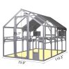 Super Large Cat Run House Outdoor,Luxury Cat Cage,Multiple Zones for Pets' Walking and Recreation in Wooden Catio Enclosure Patio with Bouncy Bridge,P