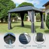 Outdoor Gazebo 10'x12', Permanent Hardtop Gazebo with Aluminum Frame for Patios Deck Backyard, Galvanized Steel Double Roof, Curtains and Netting for
