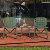 3 Pieces Hollow Design Retro Patio Table Chair Set All Weather Conversation Bistro Set Outdoor Table with Open Shelf and Lounge Chairs with Widened Se