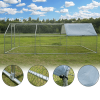 Metal Large Chicken Coop Walk-in Poultry Cage Large Chicken Run Flat Shaped Cage with Waterproof Anti-UltravioletCover;  1.26" Diameter Tube (19.6' L
