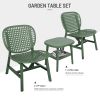 3 Pieces Hollow Design Retro Patio Table Chair Set All Weather Conversation Bistro Set Outdoor Table with Open Shelf and Lounge Chairs with Widened Se