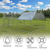 Metal Large Chicken Coop Walk-in Poultry Cage Large Chicken Run Flat Shaped Cage with Waterproof Anti-UltravioletCover;  1.26" Diameter Tube (19.6' L