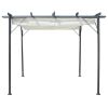 Pergola with Retractable Roof Cream White 9.8'x9.8' Steel
