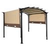 12 x 9 Ft Outdoor Pergola Retractable Shade Canopy Arched Gazebo with Adjustable Waterproof Sun Shade Pergola for Garden Lawn Deck (Beige)