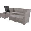 6-Piece Outdoor Sofa Set, PE Wicker Rattan Sofa with 2 Corner Chairs, 2 Single Chairs, 1 Ottoman and 1 Storage Table, All-weather Conversational Furni
