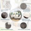 6-Piece Outdoor Sofa Set, PE Wicker Rattan Sofa with 2 Corner Chairs, 2 Single Chairs, 1 Ottoman and 1 Storage Table, All-weather Conversational Furni