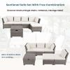 6-Piece Outdoor Sofa Set, PE Wicker Rattan Sofa with 2 Corner Chairs, 2 Single Chairs, 1 Ottoman and 1 Storage Table, All-weather Conversational Furni
