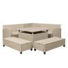 6-Piece Patio Furniture Set Outdoor Wicker Rattan Sectional Sofa with Table and Benches for Backyard, Garden, Poolside