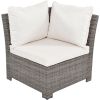 6-Piece Outdoor Sofa Set, PE Wicker Rattan Sofa with 2 Corner Chairs, 2 Single Chairs, 1 Ottoman and 1 Storage Table, All-weather Conversational Furni