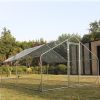 Large Metal Chicken Coop Walk-in Poultry Cage Hen Run House Rabbits Habitat Cage Spire Shaped Coop with Waterproof and Anti-Ultraviolet Cover (10' L x