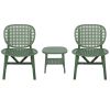 3 Pieces Hollow Design Retro Patio Table Chair Set All Weather Conversation Bistro Set Outdoor Table with Open Shelf and Lounge Chairs with Widened Se