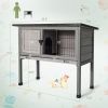 Big Space Small Elevated Rabbit Hutch With Hinged Asphalt Roof And Removable Tray