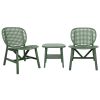 3 Pieces Hollow Design Retro Patio Table Chair Set All Weather Conversation Bistro Set Outdoor Table with Open Shelf and Lounge Chairs with Widened Se