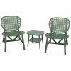 3 Pieces Hollow Design Retro Patio Table Chair Set All Weather Conversation Bistro Set Outdoor Table with Open Shelf and Lounge Chairs with Widened Se