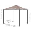 10' x 10' Patio Gazebo, Outdoor Gazebo Canopy Shelter with Double Vented Roof, Netting and Curtains, for Garden, Lawn, Backyard and Deck, Brown