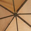10' x 10' Patio Gazebo, Outdoor Gazebo Canopy Shelter with Double Vented Roof, Netting and Curtains, for Garden, Lawn, Backyard and Deck, Brown