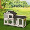 Chicken House; 58" Waterproof Wooden Animal Hutch; Indoor Outdoor Chicken Coop Rabbit Hutch Kit w/Roof; Garden Backyard Rabbit Cage/Guinea Pig House/H