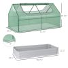 6' x 3' Galvanized Raised Garden Bed with Mini PE Greenhouse Cover, Outdoor Metal Planter Box with 2 Roll-Up Windows for Growing Flowers, Fruits, Vege