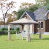 10' x 10' Outdoor Gazebo with Netting and Curtains, Patio Gazebo Canopy with 2-Tier Soft Top Roof and Steel Frame for Lawn, Garden, Backyard and Deck