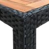 7 Piece Patio Dining Set Poly Rattan Acacia Wood Black