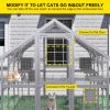 Super Large Cat Run House Outdoor,Luxury Cat Cage,Multiple Zones for Pets' Walking and Recreation in Wooden Catio Enclosure Patio with Bouncy Bridge,P