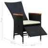 7 Piece Patio Dining Set Poly Rattan Acacia Wood Black