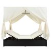 U_STYLE Outdoor Patio Wicker Sunbed Daybed with Cushions, Adjustable Seats